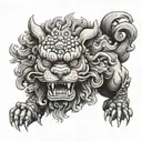 foo dog realistic  tattoo design idea