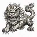 foo dog realistic  tattoo design idea
