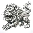 foo dog realistic  tattoo design idea