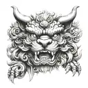 foo dog realistic  tattoo design idea
