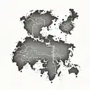 A dotwork tattoo of a world map with highlighted destinations the client has traveled to, with each location marked by a different symbol representing a memorable experience tattoo design idea