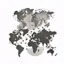 A dotwork tattoo of a world map with highlighted destinations the client has traveled to, with each location marked by a different symbol representing a memorable experience tattoo design idea