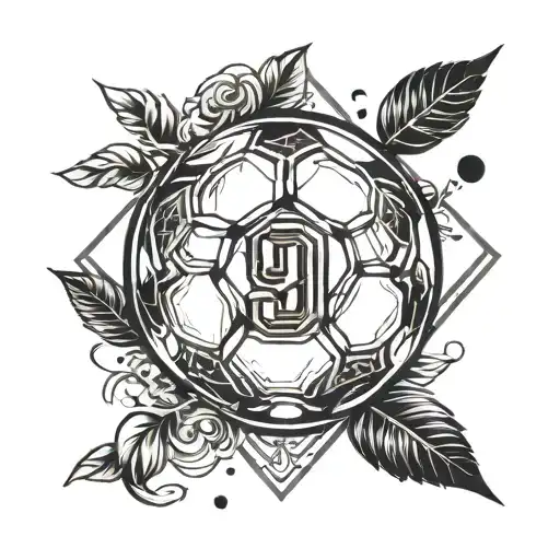make minimalist tattoo soccer, number 9 tattoo design idea