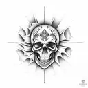 A mysterious book with a skull on the cover, open to a page with the phrase 'memento mori' written in elegant calligraphy. tattoo design idea