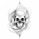 A mysterious book with a skull on the cover, open to a page with the phrase 'memento mori' written in elegant calligraphy. tattoo design idea