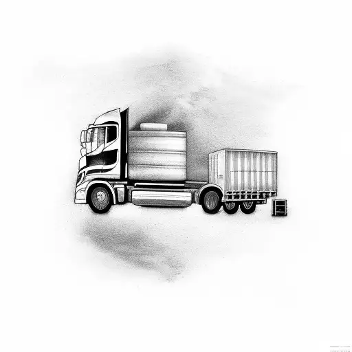 A truck driver cruising down a highway made of musical notes tattoo design idea