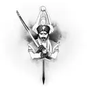 Anime-inspired sikh warrior wielding a futuristic sword tattoo design idea