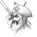 Anime-inspired sikh warrior wielding a futuristic sword tattoo design idea