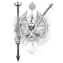Anime-inspired sikh warrior wielding a futuristic sword tattoo design idea
