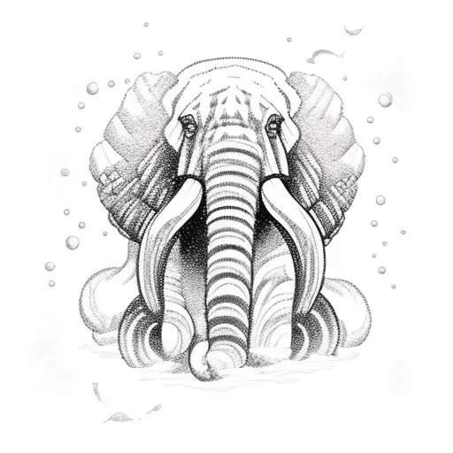 Mammoth with storms around  tattoo design idea