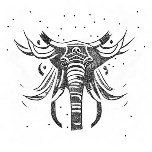 Mammoth with storms around  tattoo design idea
