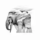 Mammoth with storms around  tattoo design idea