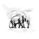 Mammoth with storms around  tattoo design idea