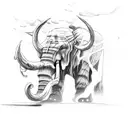 Mammoth with lightning tattoo design idea