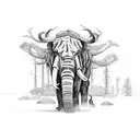 Mammoth with lightning tattoo design idea