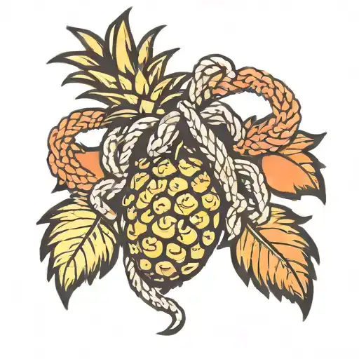 upside down Pineapple cartoon bound in shabri rope tie tattoo design idea