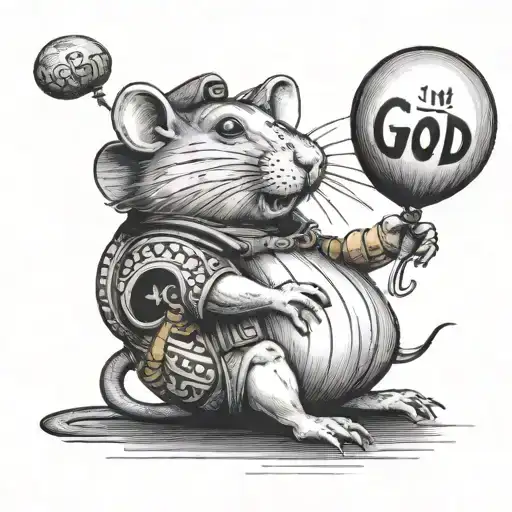 A Rat Smoking A Cigarette Being Flown Kn4S8JWzUspJ758y2GT9eE Black Grey  Tattoo