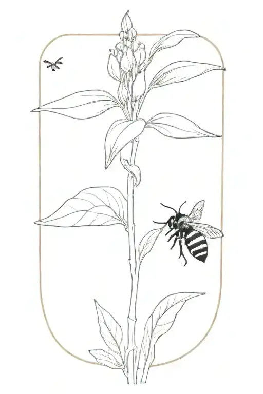 lupinis minimalist tattoo with a honey bee symbolizes rebirth and the acceptance of fate tattoo design idea