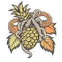upside down Pineapple cartoon bound in shabri rope tie tattoo design idea