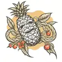 upside down Pineapple cartoon bound in shabri rope tie tattoo design idea
