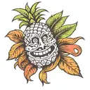 upside down Pineapple cartoon bound in shabri rope tie tattoo design idea