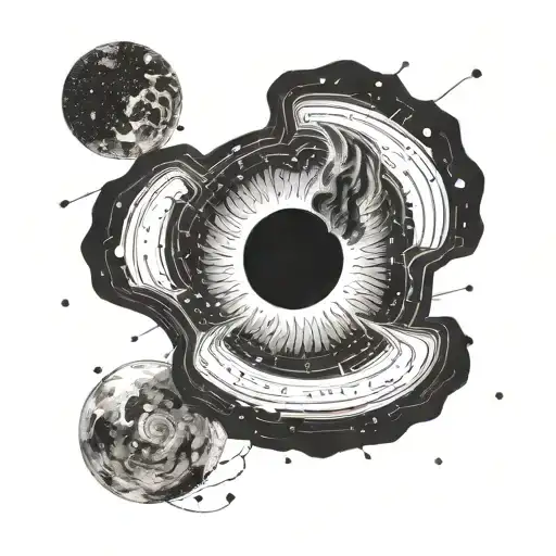 A black hole merging with a supernova in a cosmic explosion tattoo design idea