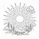 A sketch style tattoo of a supernova exploding over a forest of trees, inspired by the universe tattoo design idea