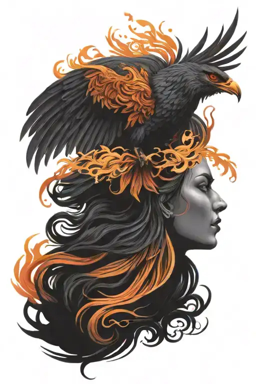 phoenix rising from overthinker mind   tattoo design idea