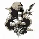 lighthouse in storm tattoo design idea