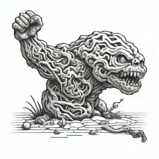 overthinking, borderline, black, white, drawing, simple, self-destruction, fight against, goal happy life, hal tattoo design idea