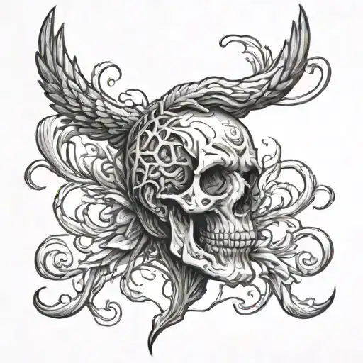 overthinking, borderline, black, white, head, drawing, run or splintered tattoo design idea