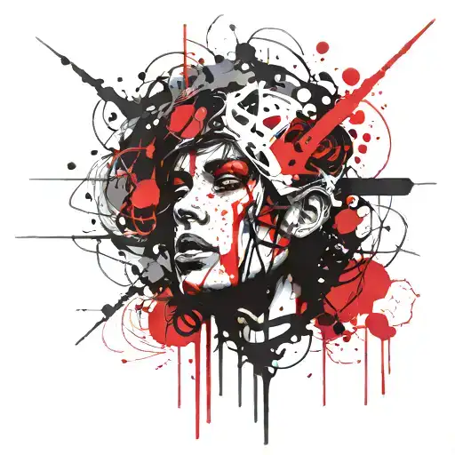 overthinking, borderline, black, white, drawing, simple, self-destruction, fight against, goal happy life, hal tattoo design idea