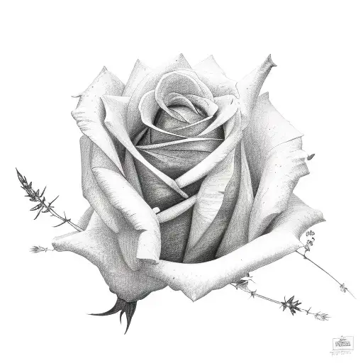 rose and heather tattoo design idea