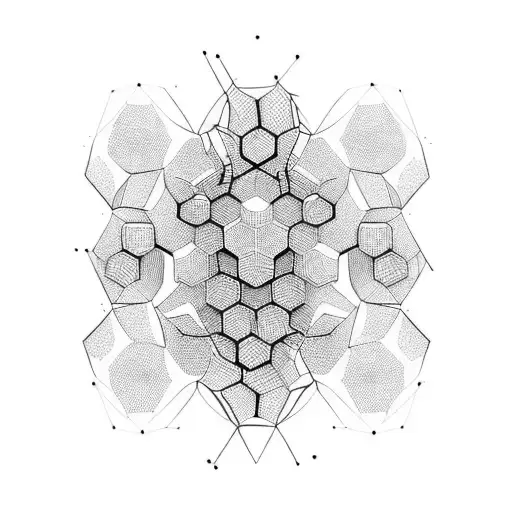 3D honeycomb red and black tattoo design idea