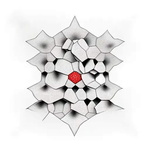 3D honeycomb red and black tattoo design idea