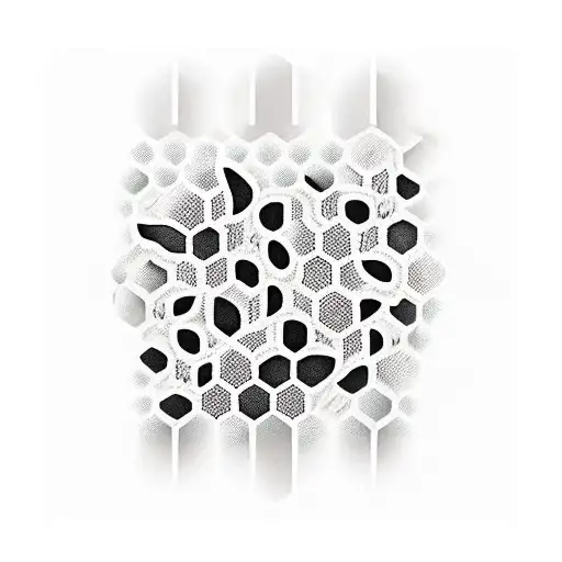 3D honeycomb red and black, alternating sizes tattoo design idea