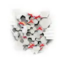 3D honeycomb red and black tattoo design idea