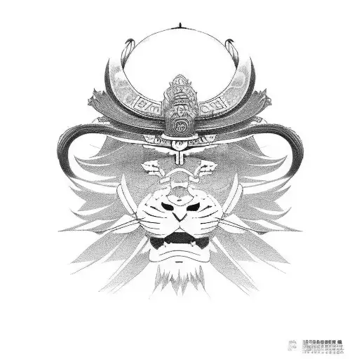 Samurai lion detox tattoo design idea