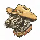 black lab dog wearing cowboy hat tattoo design idea