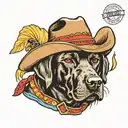 black lab dog wearing cowboy hat tattoo design idea