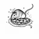 rat holding beer and pizza  tattoo design idea