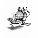 rat holding beer and pizza  tattoo design idea