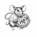 rat holding beer and pizza  tattoo design idea