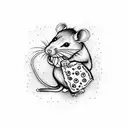 rat holding beer and pizza  tattoo design idea