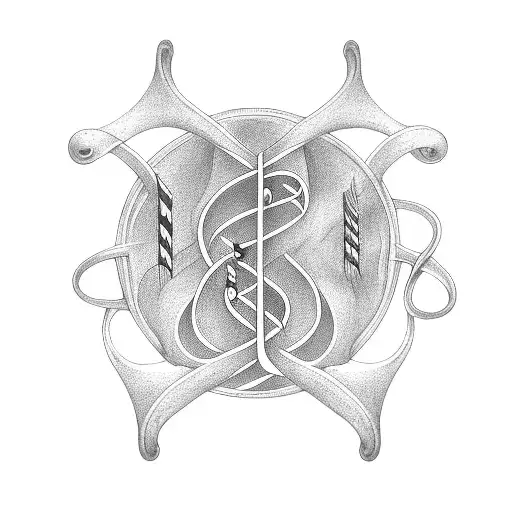 Musical notes intertwined with car parts tattoo design idea