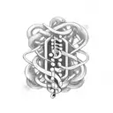 Musical notes intertwined with car parts tattoo design idea