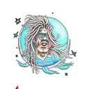 dreadlock merman under moon tattoo design idea