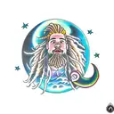 dreadlock merman under moon tattoo design idea