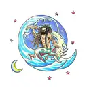 dreadlock merman under moon tattoo design idea