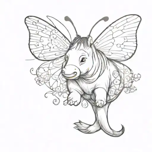 eeyore tail with butterfly  tattoo design idea